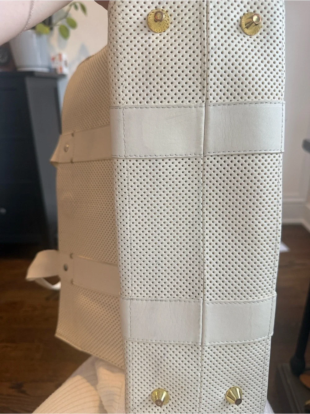 Cream Perforated Tote Bag - Unbranded